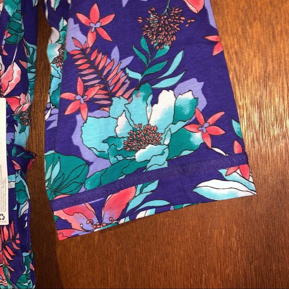 Women’s S JOCKEY Organic Cotton Purple HAWAIIAN TROPICAL Sleep Lounge Ensemble - Picture 14 of 16